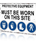 12 X 8 Inch Aluminum Safety Sign Must Wear Protective Equipment On This Site Durable Metal Rust Resistant Workplace Warning