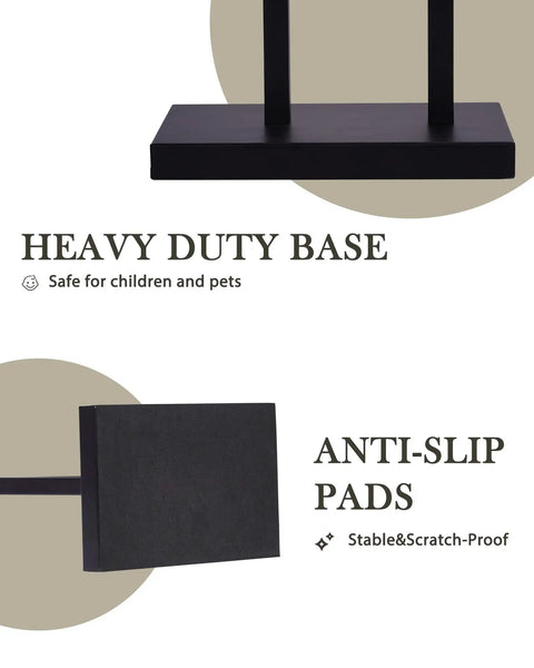 Matte Black Free Standing Toilet Paper Holder With Shelf For Bathroom showing heavy-duty base and anti-slip pads.