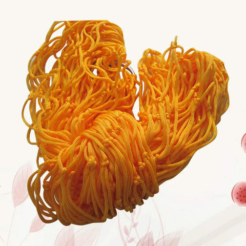 Close-up of vibrant orange nylon rope from Outdoor Nylon Rope Hammock Swing With Mesh Seat, Ultra Breathable Hanging Bed
