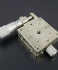Manual XY Linear Guide Stage With Fine Knob Control Two Axis Precision Sliding Table For Optical Setups Lab Fixtures Prototyping Smooth Ball Bearing Rail And Accurate Positioning, stainless steel stage with micrometer knobs
