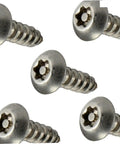Close-up of Torx Button Head Security Screws Kit For Sheet Metal Stainless Steel Fasteners Size Twelve By Three Quarter Inch