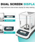 Dual-display Analytical Balance 500g Capacity With 0.001g Precision, Digital Lab Scale For Chemistry and Jewelry with glass shield.