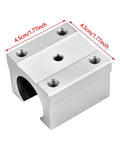 SBR16UU 16mm Aluminum Linear Ball Bearing Slide Block With Chrome Plated Rod, 4.5cm size, ideal for CNC machines and DIY builds.