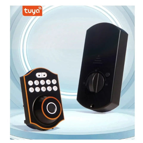 Smooth Keyless Entry Deadbolt With Smart Fingerprint Reader And Electronic Keypad Bluetooth App Control  keylock setup with keypad touchpad.