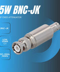 5W BNC-JK RF fixed attenuator with DC-3GHz capability, showcasing male to female connector for stable signal control.