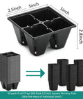 40 Pack Reusable 4 Cell Seed Starter Trays For Seedlings With Drainage Holes Deep Cells For Fast Germination in black plastic