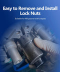 Garage Ready 13 Piece Axle Nut Socket Kit Featuring Hella Tough Exterior Four Tooth Grooved Locknut Designs For Axles being used to install lock nuts.