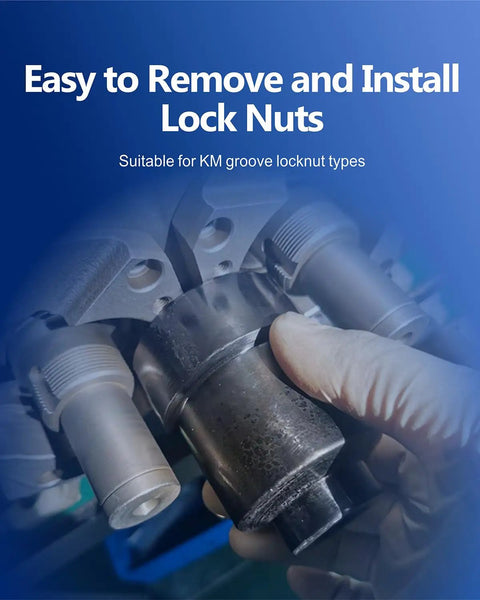 Garage Ready 13 Piece Axle Nut Socket Kit Featuring Hella Tough Exterior Four Tooth Grooved Locknut Designs For Axles being used to install lock nuts.