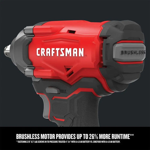 V20 Cordless Half Inch Impact Wrench Bare Tool Only With Brushless Motor Delivers Up To 275 Ft Lbs Torque Hog Ring Anvil