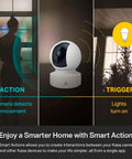 1080p Indoor Pan Tilt Security Camera For Baby And Pet Monitoring with motion detection triggering lights in dark room