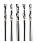 Downcut Spiral Double Flute CNC Router Bit Set One Eighth Inch Shank Tungsten Carbide End Mills For Wood Plastic Aluminum Five Pack