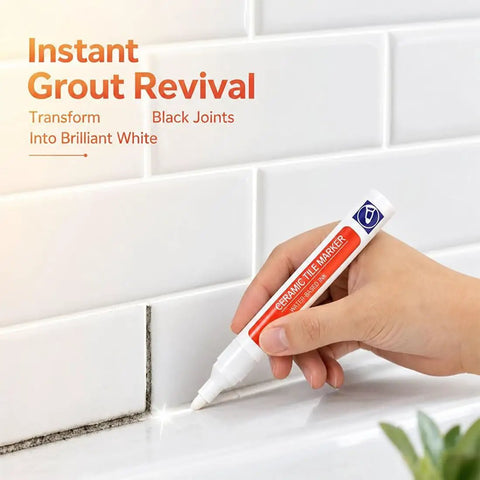 Tile Grout Repair Pen For Ceramic Tiles, Waterproof Joint Marker With Fast Drying Color Restore In White, used on wall tiles