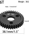 36T Hardened Steel Spur Gear Set Mod 1 1.0 Metric Pitch For One Eighth And One Tenth RC Cars