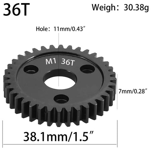 36T Hardened Steel Spur Gear Set Mod 1 1.0 Metric Pitch For One Eighth And One Tenth RC Cars