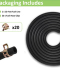 Three Sixteenth Inch ID Fuel Line Hose Ten Feet Long For Small Gas And Diesel Engines And Generators with 20 Clamps