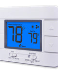 Non Programmable Thermostat For Home 24V 1 Heat 1 Cool Single Stage HVAC Control With Humidity Display And LCD Blue Backlit Screen