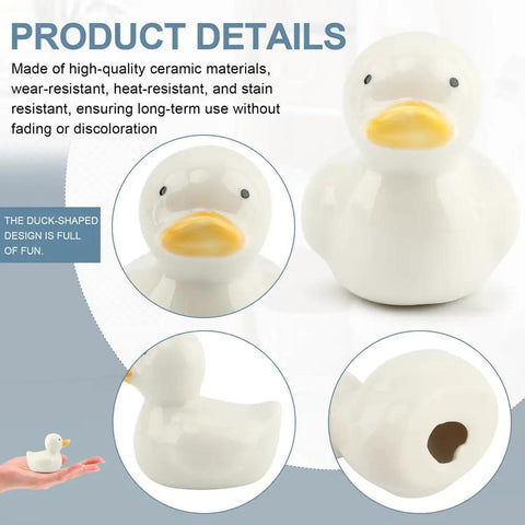 Upgrade Your Lavatory Style With These Dope Duck Toilet Bolt Covers And Slick Ceramic Screw Caps That Hit Different For Instant Bathroom Vibe Quick Install Two Pack For A Crisp Clean Finish. White ceramic duck design close-up detailing.