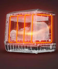 Transparent compact countertop dishwasher fully automatic no plumbing needed, showcasing triple filter and large plate capacity.