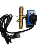 Brass MP367800AJ timed electric auto-drain valve with built-in strainer and blue timer unit, 1/4" connection.