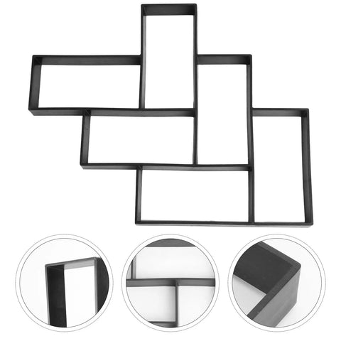 Walkway Paver Mold Kit Reusable Concrete Path Maker for DIY garden patio yard paving stones, black PP material