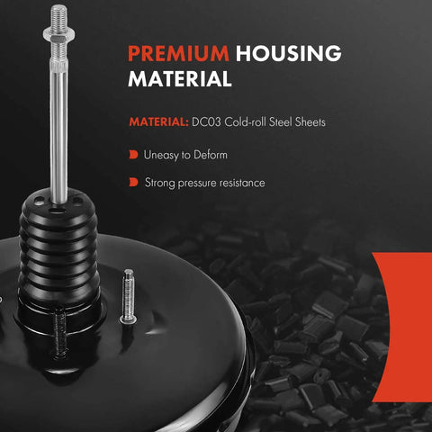 Heavy Duty Vacuum Brake Booster For Toyota Tacoma 2005 2008 2.7L 4.0L V6 Direct Fit Replacement displaying premium DC03 steel material.