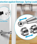 Magnetic Door Stop With Soft Catch, Holds Doors Open Without Slamming, Wall Mount, Stainless Steel Brushed Satin Nickel Chrome Finish