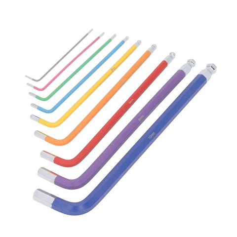 Solid Multi Color Hex Wrench Set With Long Arms For Tight Spots, CR V Steel Heavy Duty 9 Piece Key Kit Perfect For DIY Repairs And Garage Projects, 9mm blue wrench
