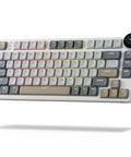 Dope Low Profile Mechanical Keyboard With Smart Display Screen And Rotary Knob Control Wireless Keypad Featuring Custom RGB Backlighting Mac And PC Compatible Tight Compact Design For Epic Desk Builds view showing keys and smart display.