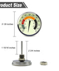 Three And One Eighth Inch Luminous BBQ Thermometer Gauge Replacement For Smokers And Grills, Half NPT Male Thread, product size diagram
