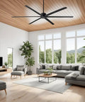 Spacious living room with Industrial 120 Inch Ceiling Fan With Powerful DC Motor And Heavy Duty Steel Blades