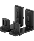 Sliding Barn Door Floor Guide Set With Adjustable U Shape Flexible Flush Design Wall Mounted Black 2 Pack Easy Peasy Install For Smooth Glide Space Saving Hardware Dual Pulley Protection, black metal 2-pack
