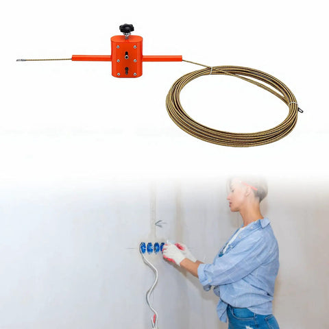 Asixxsix Automatic Drill Powered Wire Puller And Cable Rope Feeder With Forty-Nine Point Two Foot Steel Line Adapter for efficient wire installation.