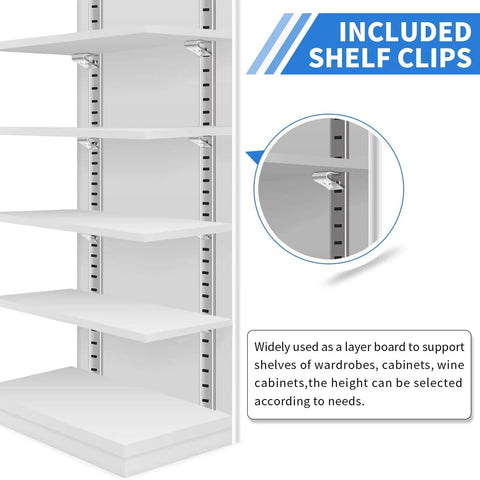 8 Pcs 40 Inch Shelf Pilaster Tracks And 24 Pcs Adjustable Metal Shelf Clips For Mortise Mount Pilaster Strips installed in cabinet