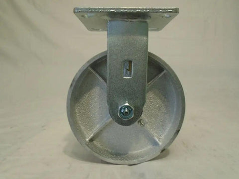 Straight Up Heavy Duty 6 Inch Kingpinless Casters With Top Lock Brake And Semi Steel Wheels Two Swivel Two Rigid Set close-up view of a swivel caster wheel.