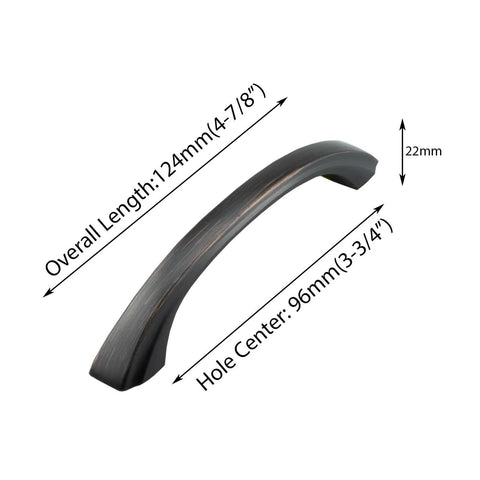 Solid Zinc Alloy Traditional Kitchen Cabinet Pull Handle In Oil Rubbed Bronze Four And One Quarter Inch Overall Length Three And Three Quarters Inch Hole Centers Durable And Easy To Install For Cabinets Drawers Doors Closets Wardrobes Pack Of Ten