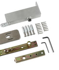 Heavy Duty Hidden Door Hinge Featuring Hydraulic Auto Cushion Closer For Solid Wood Doors assembly kit with screws and tools.