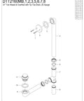 Diagram of Tip Toe Bath Tub Drain And Overflow In Polished Chrome, Heavy Duty Brass Construction, showing assembly parts.