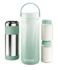 Portable Stainless Steel Breast Milk Cooler With 360 Degree Chill Holds Two Bottles For 24 Hours Mama Approved, showing two bottles and a cooler.