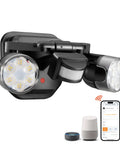 Motion Sensor Outdoor Lights With 450 Degree Wide Adjustment, Smart WiFi Flood Lights For Yard, 12W LED, Alexa app shown