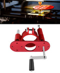 Premium Manual Router Lift System With Precision Crank Adjustment For Table Saw Insert Base Plate Black showing red router lift with crank handle.