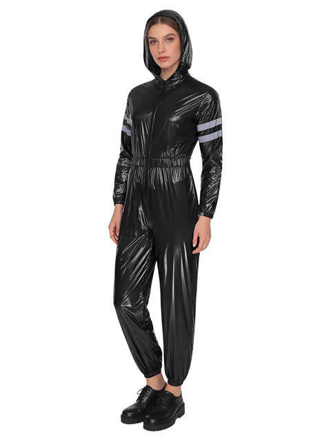 Womens High Visibility Coveralls Decked Out With Reflective Strips Water Resistant Hooded Jumpsuit Breathable Poly Spandex Blend Built To Ace Your Shift
