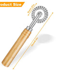 TIESOME long-handle pastry cutter wheel with wooden handle and crinkle-edged steel wheel