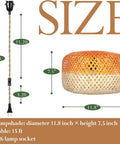 Dope Bamboo Pendant Light With Plug In Cord And Switch, 11.8 Inch Orange Hanging Lampshade size and measurements diagram