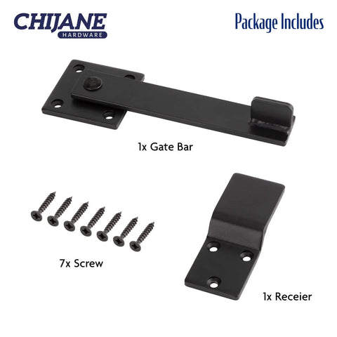 Heavy Duty 6 Inch Farm Flip Gate Latch For Outdoor Wood Fence And Barn Doors, Solid Black Gate Lock Hardware, Reversible 360 Degree Latch