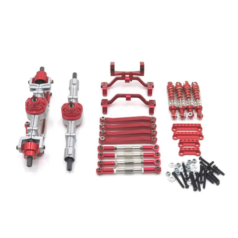 Beefed Up One Twelfth Scale Chassis Frame Upgrade Kit With Front And Rear Axle Assembly, Tie Rods And Shock Absorbers, Durable Metal Construction