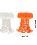 Restokki Bathtub Drain Hair Catcher 2pcs White Orange with Handle, measuring 6.5cm, designed for easy cleaning and clog prevention.