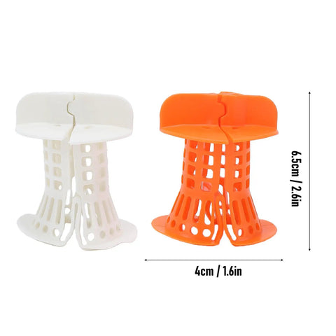 Restokki Bathtub Drain Hair Catcher 2pcs White Orange with Handle, measuring 6.5cm, designed for easy cleaning and clog prevention.