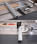 Built Tight Aluminum Miter Gauge Featuring Sprung Loaded Ball Bearings And A Secure Track Stop For Dead On Target Table Saw And Router Woodworking Cuts on table saw.