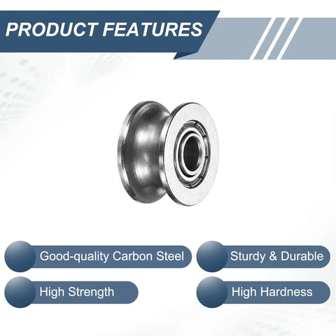 12 Pack Small U Groove Ball Bearing Pulleys 4X13X7MM Miniature V Wheel Rollers with carbon steel for smooth rail sliding.