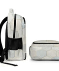 Side view of Neutral Marble Hexagon Tile Texture Printed Unisex Backpack With Large Capacity For Daily Use Durable Polyester Daypack
